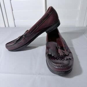 GH Bass Weejuns Loafers Men 10 D Burgundy Leather Tassels USA MADE Slip On Shoes